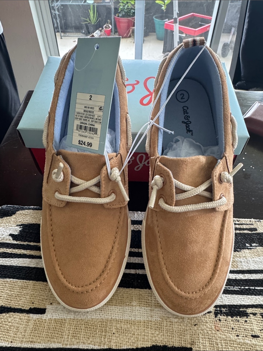 Cat & Jack Kids Tan Suede Lace-Up Boat Shoes